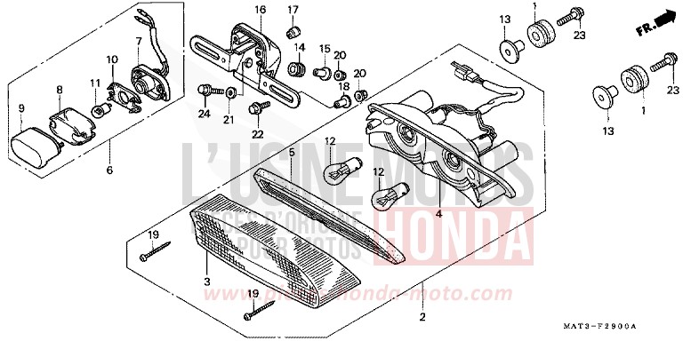 TAILLIGHT (V/W) for Super Blackbird CANDY MUTHOS MAGENTA (R228) from 1997